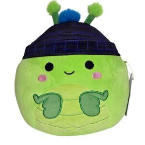 Kelly Toy Squishmallow S8 Trenton The Praying Mantis Blue Winter Hat Plush